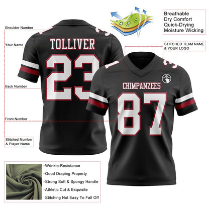 Custom Black White-Cardinal Mesh Authentic Football Jersey - Sky-Custom