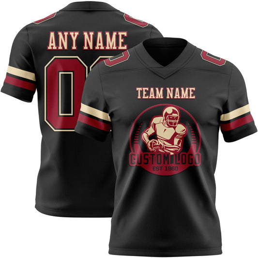 Custom Black Cardinal-Cream Mesh Authentic Football Jersey - Sky-Custom