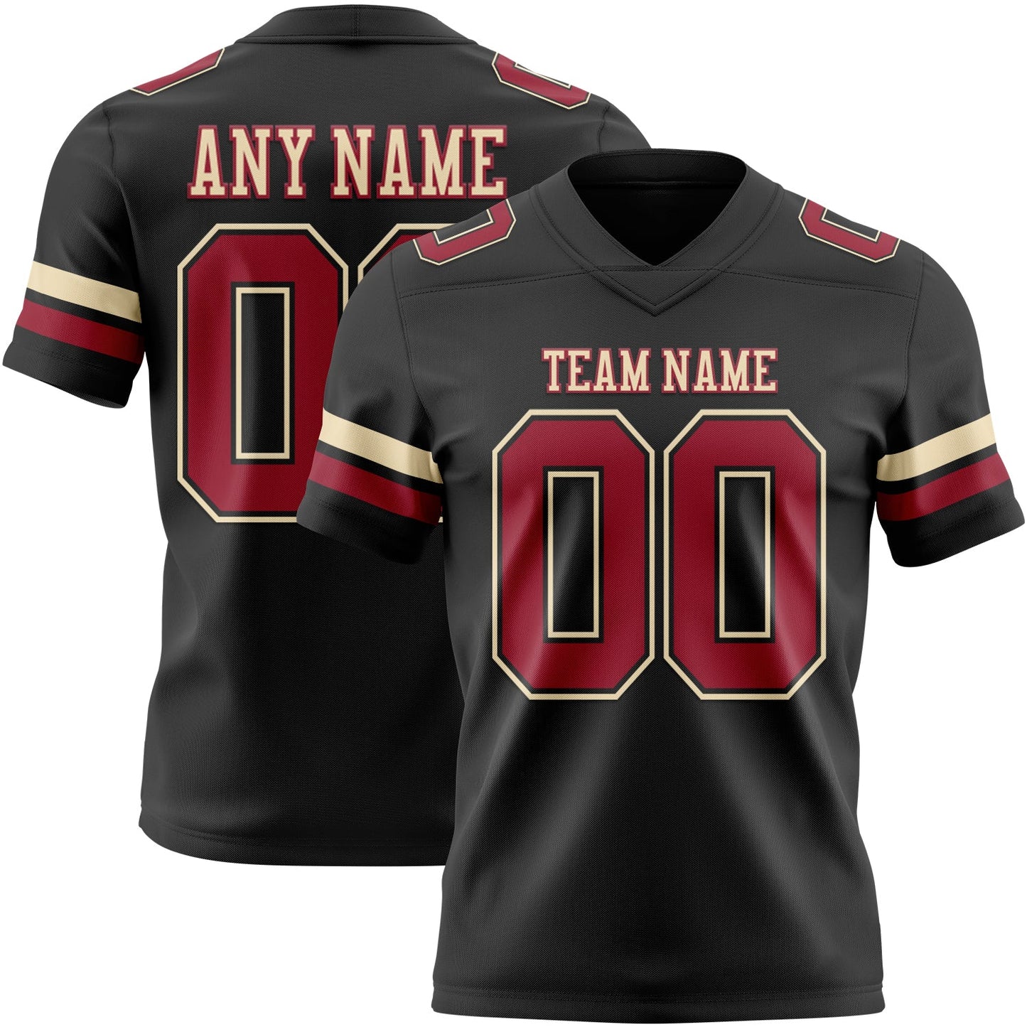Custom Black Cardinal-Cream Mesh Authentic Football Jersey - Sky-Custom