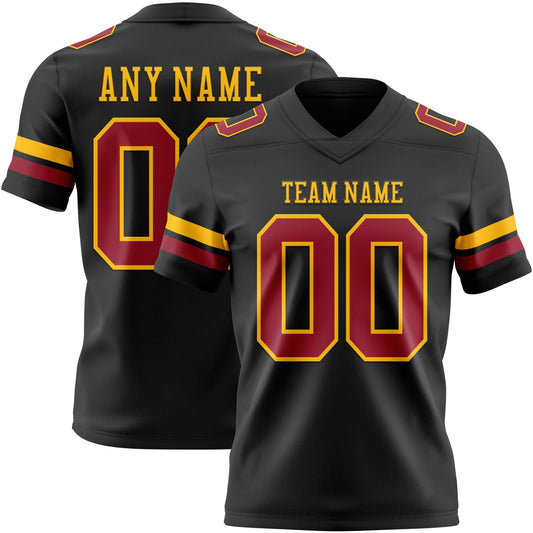 Custom Black Cardinal-Gold Mesh Authentic Football Jersey - Sky-Custom