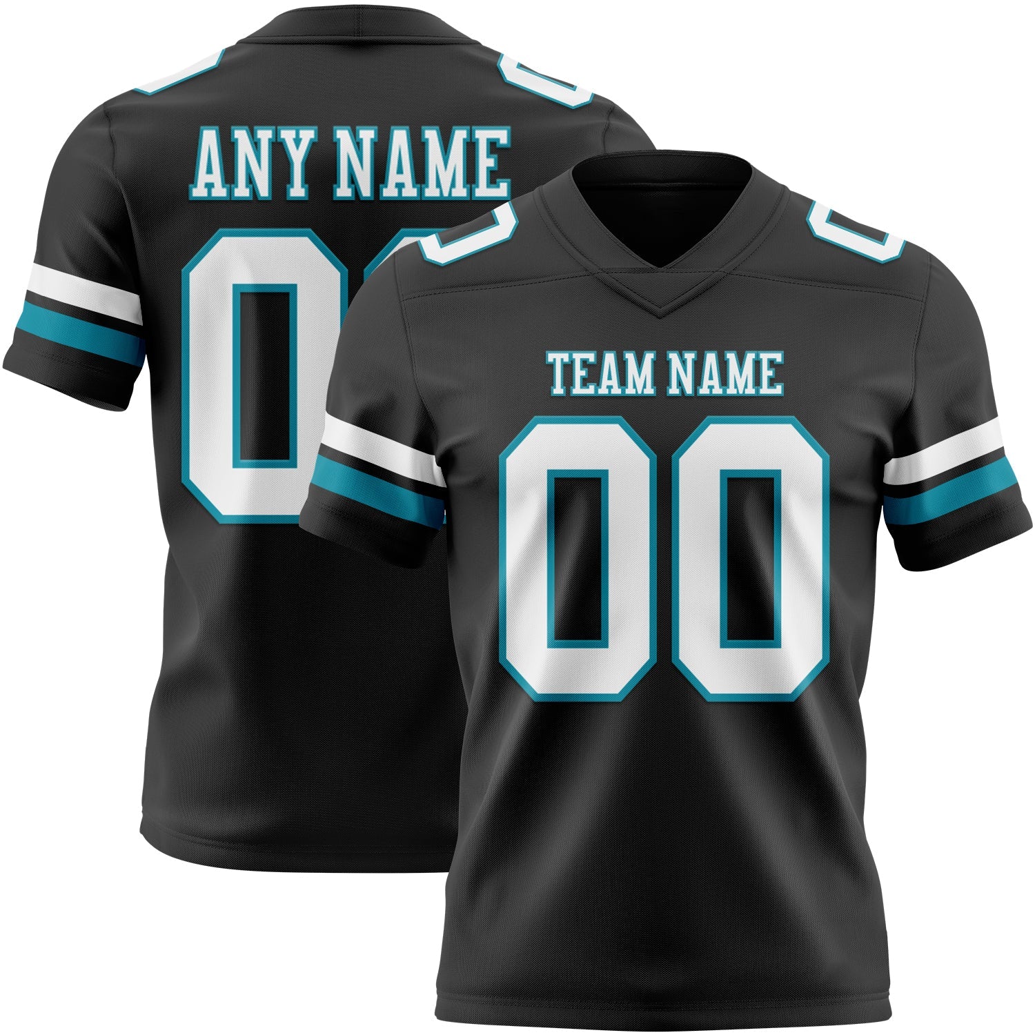 Custom Black White-Teal Mesh Authentic Football Jersey - Sky-Custom