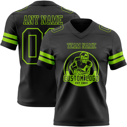 Custom Black Neon Green Mesh Authentic Football Jersey - Sky-Custom