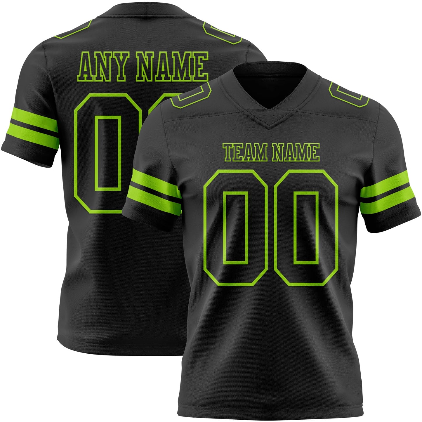 Custom Black Neon Green Mesh Authentic Football Jersey - Sky-Custom