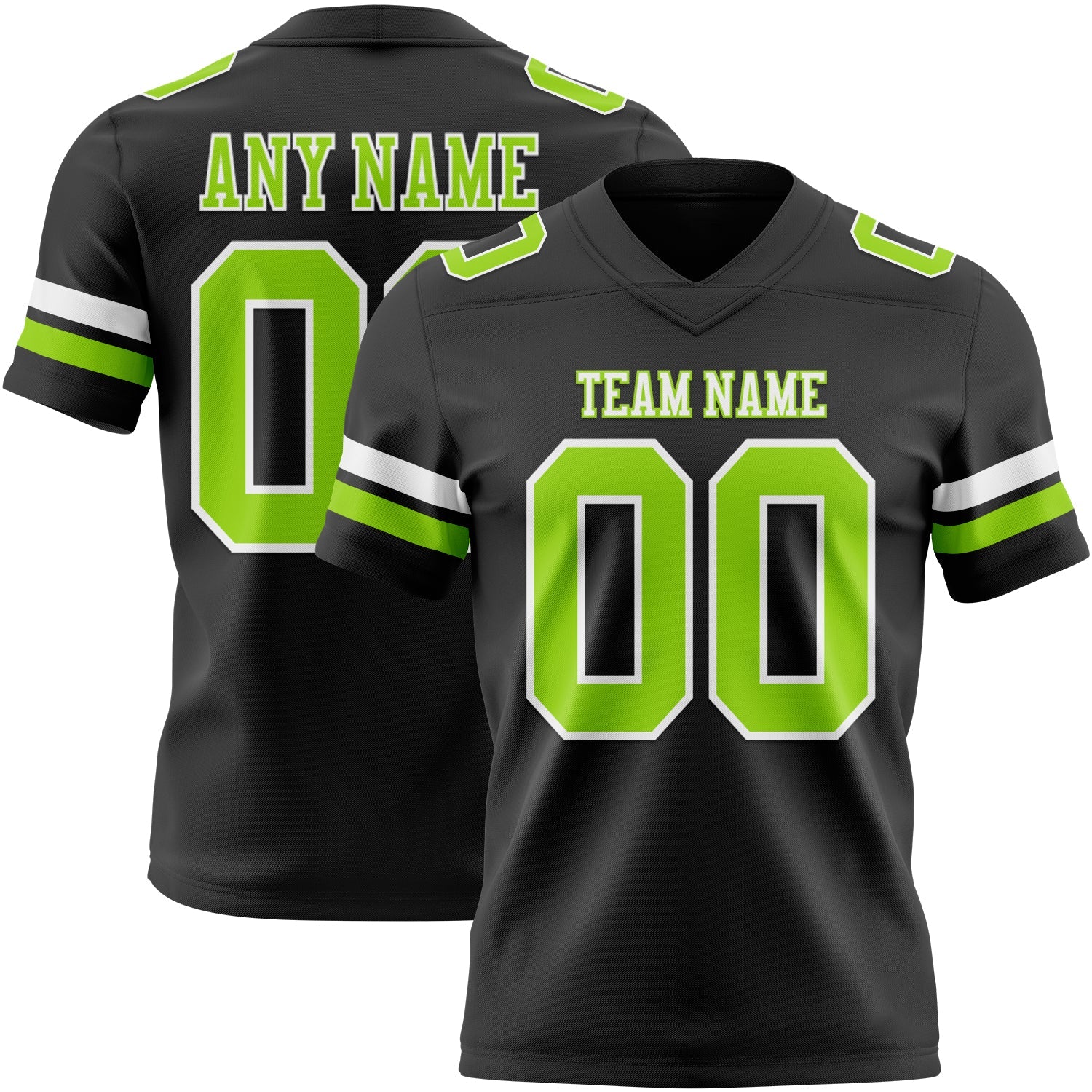 Custom Black Neon Green-White Mesh Authentic Football Jersey - Sky-Custom