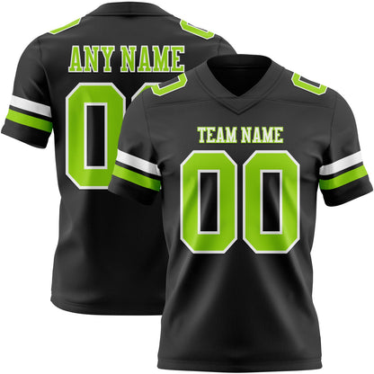 Custom Black Neon Green-White Mesh Authentic Football Jersey - Sky-Custom