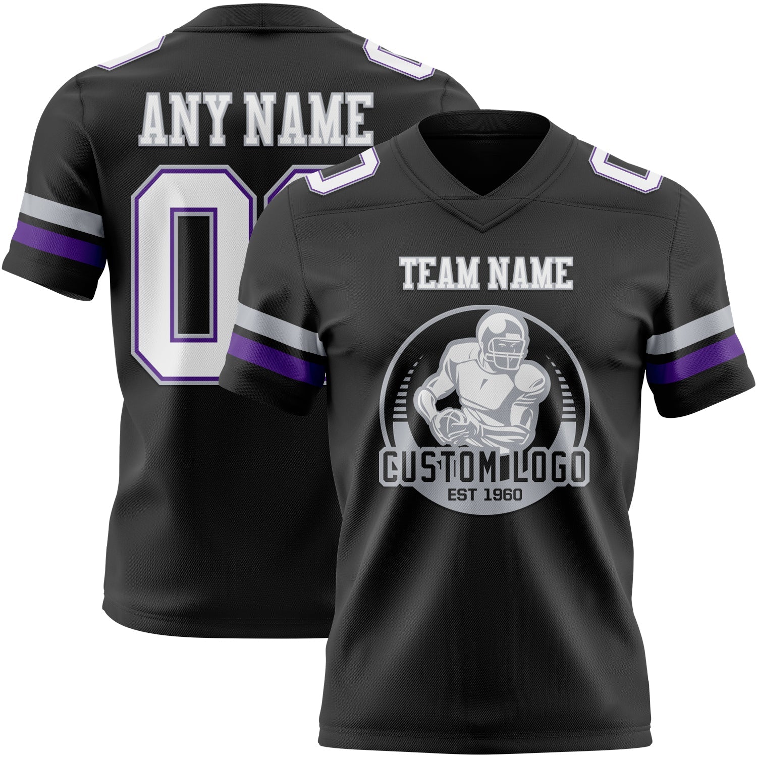 Custom Black White Purple-Gray Mesh Authentic Football Jersey - Sky-Custom