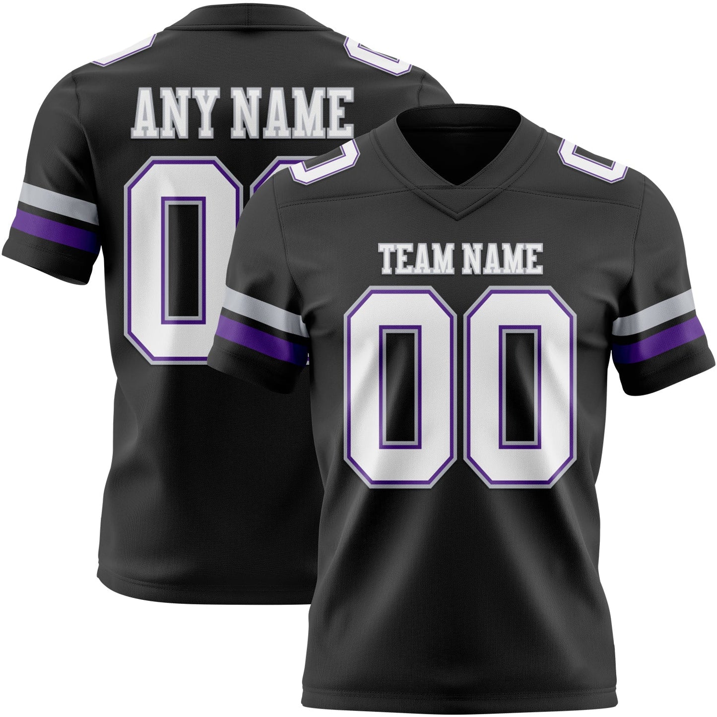 Custom Black White Purple-Gray Mesh Authentic Football Jersey - Sky-Custom
