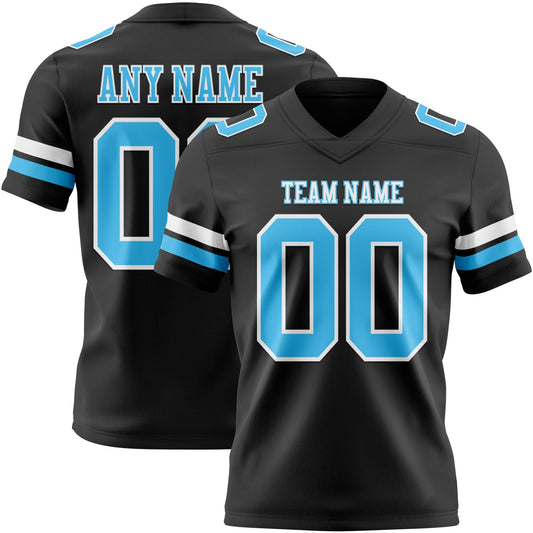 Custom Black Sky Blue-White Mesh Authentic Football Jersey - Sky-Custom