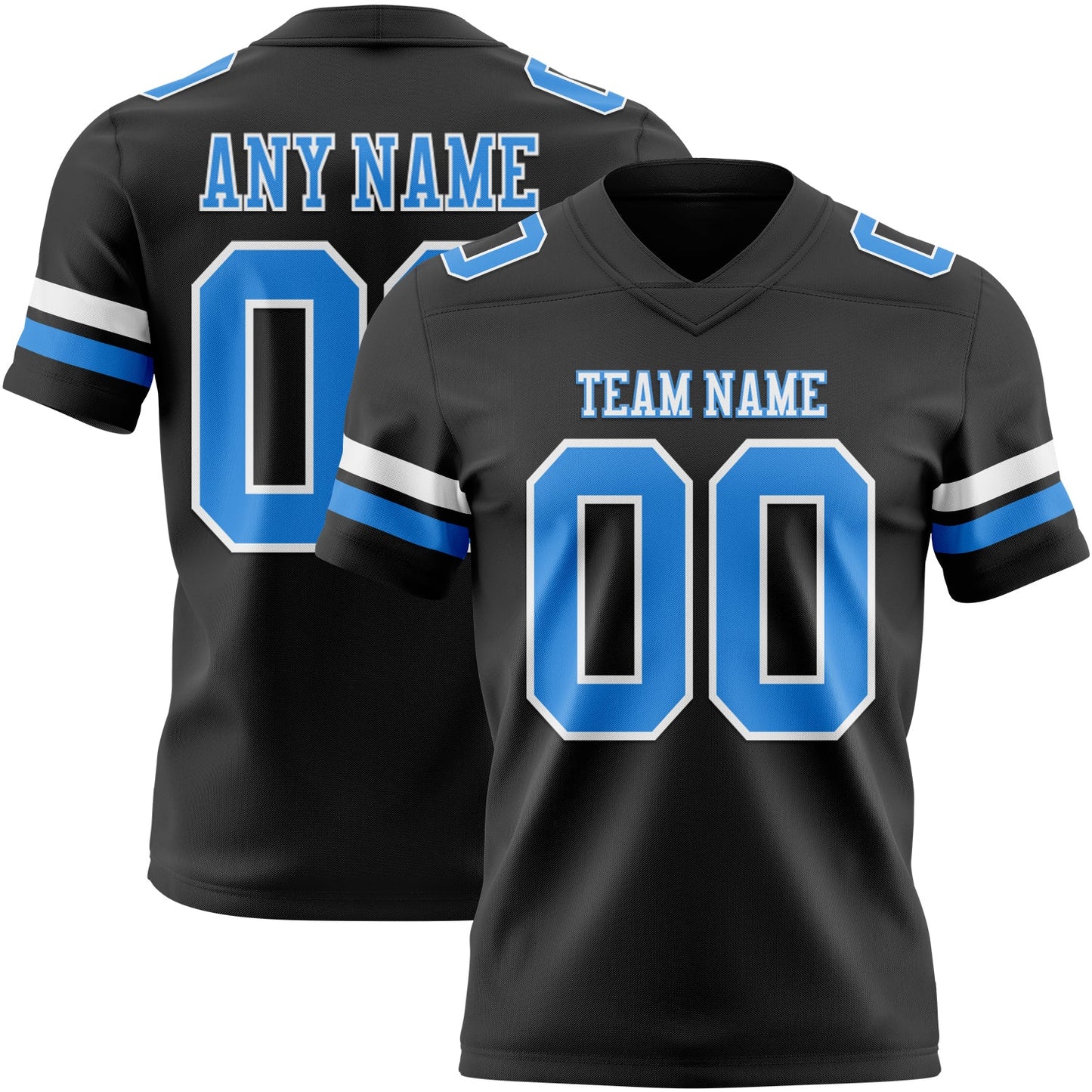 Custom Black Powder Blue-White Mesh Authentic Football Jersey - Sky-Custom