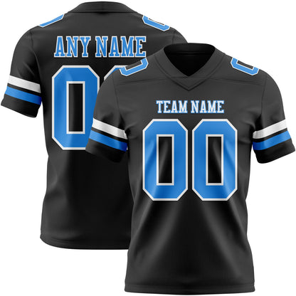 Custom Black Powder Blue-White Mesh Authentic Football Jersey - Sky-Custom