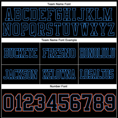 Custom Black Powder Blue-Orange Mesh Authentic Football Jersey - Sky-Custom