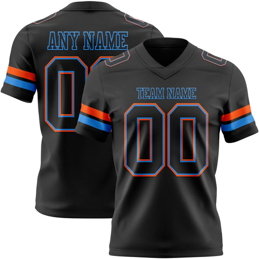 Custom Black Powder Blue-Orange Mesh Authentic Football Jersey - Sky-Custom