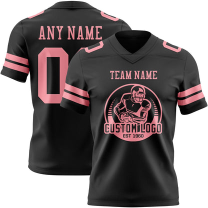 Custom Black Medium Pink Mesh Authentic Football Jersey - Sky-Custom