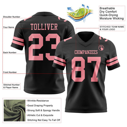 Custom Black Medium Pink Mesh Authentic Football Jersey - Sky-Custom