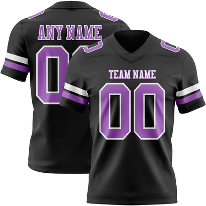 Custom Black Medium Purple-White Mesh Authentic Football Jersey - Sky-Custom