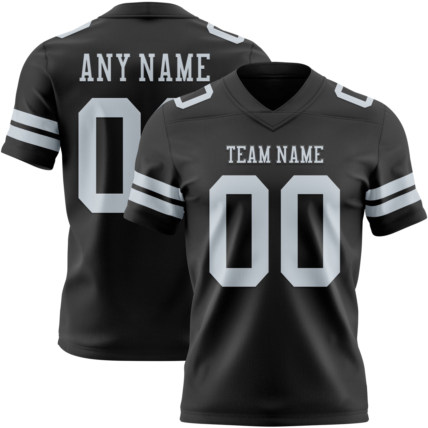 Custom Black Silver Mesh Authentic Football Jersey - Sky-Custom