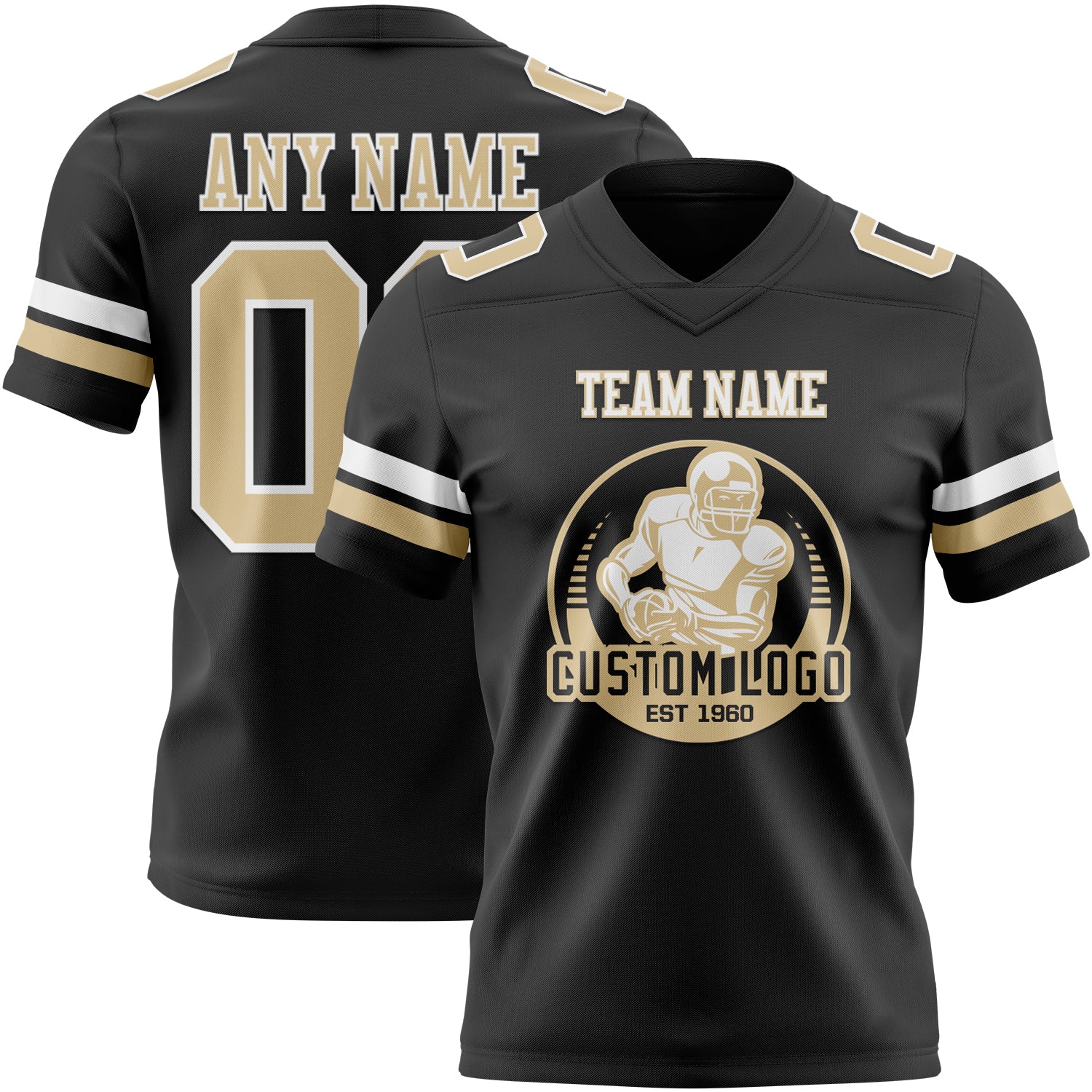 Custom Black Vegas Gold-White Mesh Authentic Football Jersey - Sky-Custom