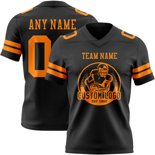 Custom Black Bay Orange Mesh Authentic Football Jersey - Sky-Custom