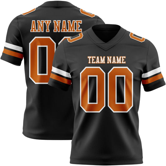 Custom Black Texas Orange-White Mesh Authentic Football Jersey - Sky-Custom