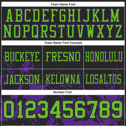Custom Black Neon Green-Purple Splash Mesh Authentic Football Jersey - Sky-Custom