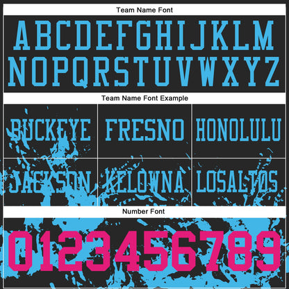 Custom Black Hot Pink-Sky Blue Splash Mesh Authentic Football Jersey - Sky-Custom