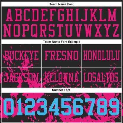 Custom Black Sky Blue-Hot Pink Splash Mesh Authentic Football Jersey - Sky-Custom