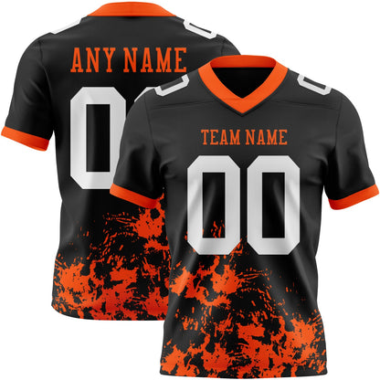 Custom Black White-Orange Splash Mesh Authentic Football Jersey - Sky-Custom