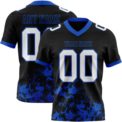 Custom Black White-Thunder Blue Splash Mesh Authentic Football Jersey - Sky-Custom