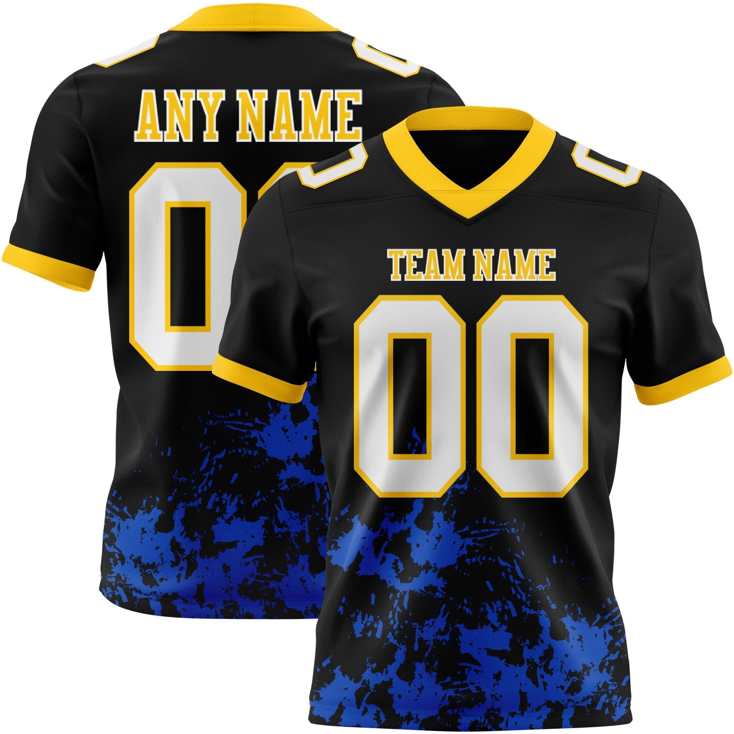 Custom Black White Thunder Blue-Yellow Splash Mesh Authentic Football Jersey - Sky-Custom