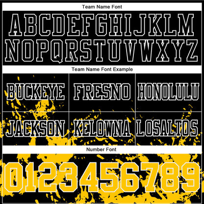 Custom Black Yellow-White Splash Mesh Authentic Football Jersey - Sky-Custom