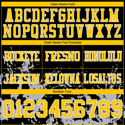 Custom Black Yellow Steel Gray-White Splash Mesh Authentic Football Jersey - Sky-Custom