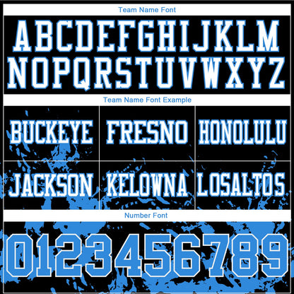 Custom Black Powder Blue-White Splash Mesh Authentic Football Jersey - Sky-Custom