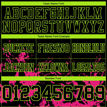Custom Black Hot Pink-Neon Green Splash Mesh Authentic Football Jersey - Sky-Custom