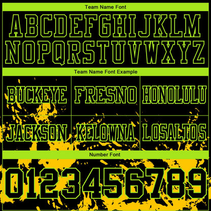 Custom Black Yellow-Neon Green Splash Mesh Authentic Football Jersey - Sky-Custom