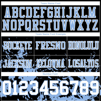 Custom Black White-Light Blue Splash Mesh Authentic Football Jersey - Sky-Custom