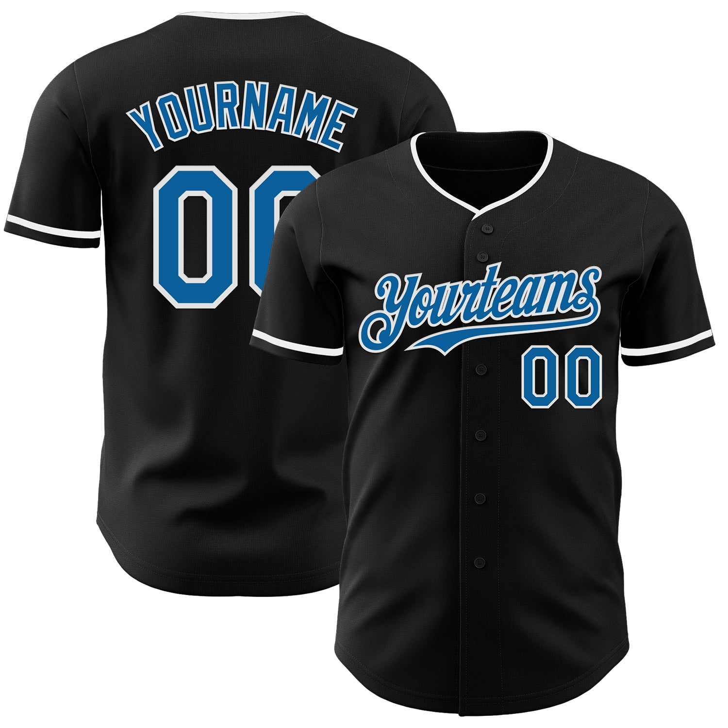 Custom Black Blue-White Authentic Baseball Jersey - Sky-Custom