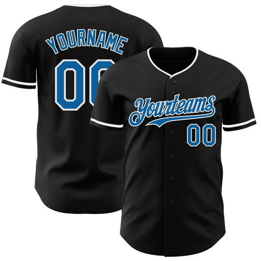 Custom Black Blue-White Authentic Baseball Jersey - Sky-Custom