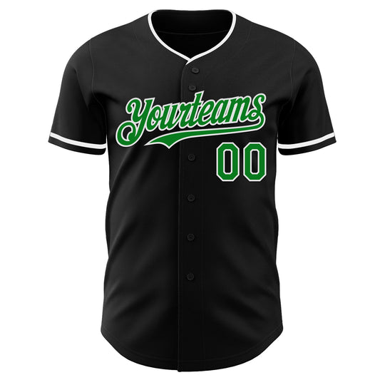 Custom Black Grass Green-White Authentic Baseball Jersey - Sky-Custom
