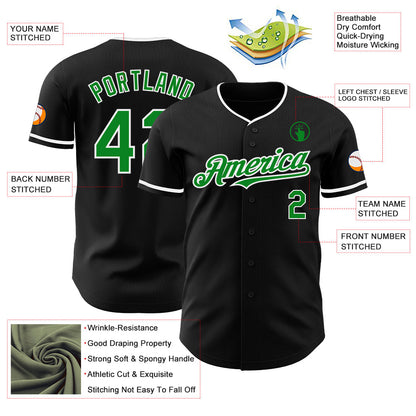 Custom Black Grass Green-White Authentic Baseball Jersey - Sky-Custom