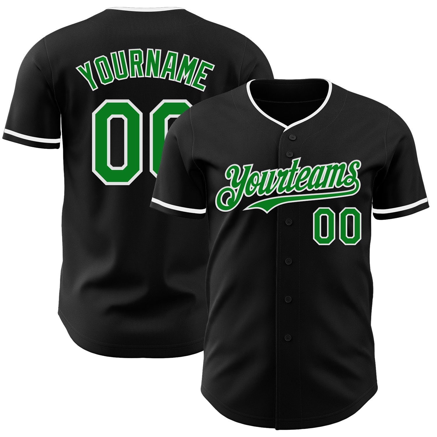 Custom Black Grass Green-White Authentic Baseball Jersey - Sky-Custom