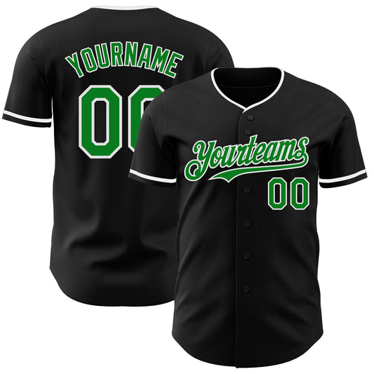 Custom Black Grass Green-White Authentic Baseball Jersey - Sky-Custom