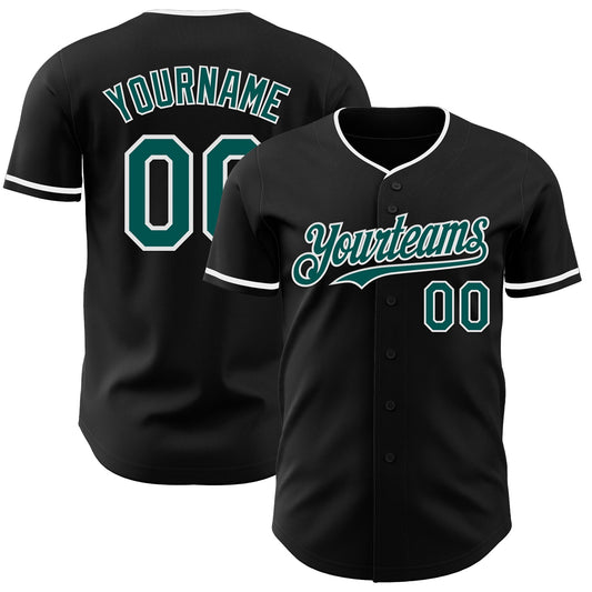 Custom Black Midnight Green-White Authentic Baseball Jersey - Sky-Custom