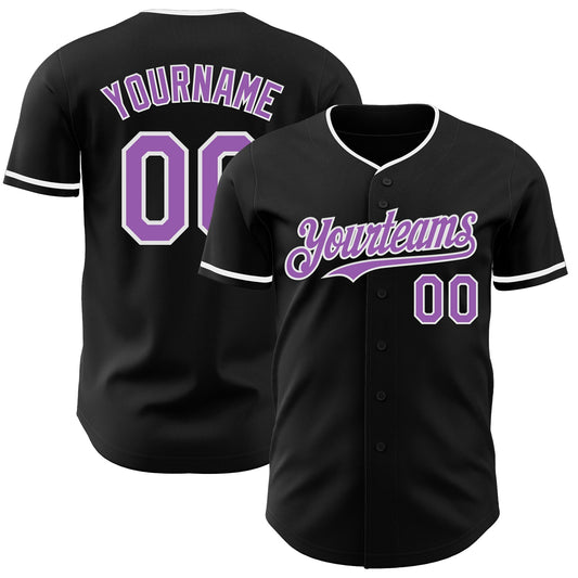 Custom Black Medium Purple-White Authentic Baseball Jersey - Sky-Custom