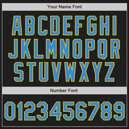 Custom Black Electric Blue-Yellow Authentic Baseball Jersey - Sky-Custom