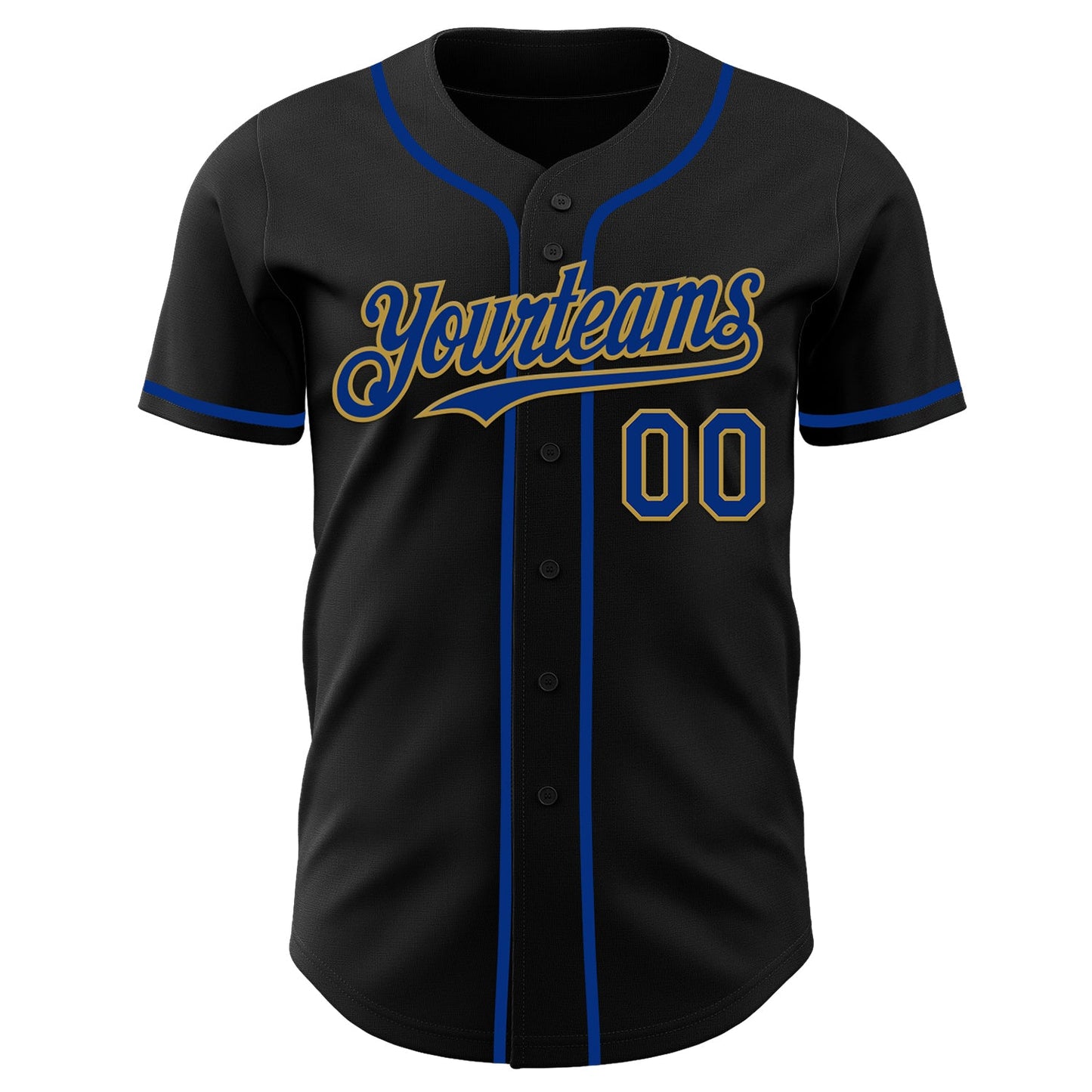 Custom Black Royal-Old Gold Authentic Baseball Jersey - Sky-Custom