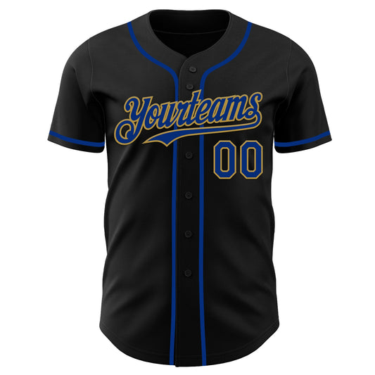 Custom Black Royal-Old Gold Authentic Baseball Jersey - Sky-Custom