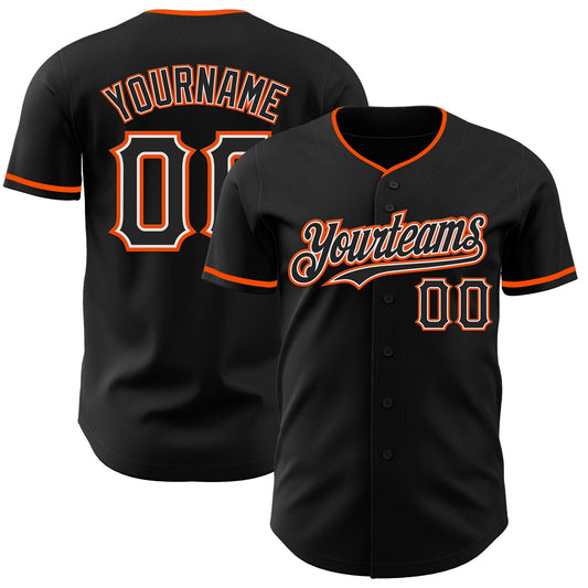 Custom Black White-Orange Authentic Baseball Jersey - Sky-Custom