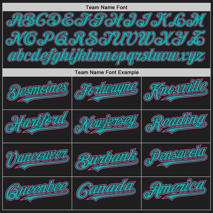 Custom Black Aqua-Pink Authentic Baseball Jersey - Sky-Custom