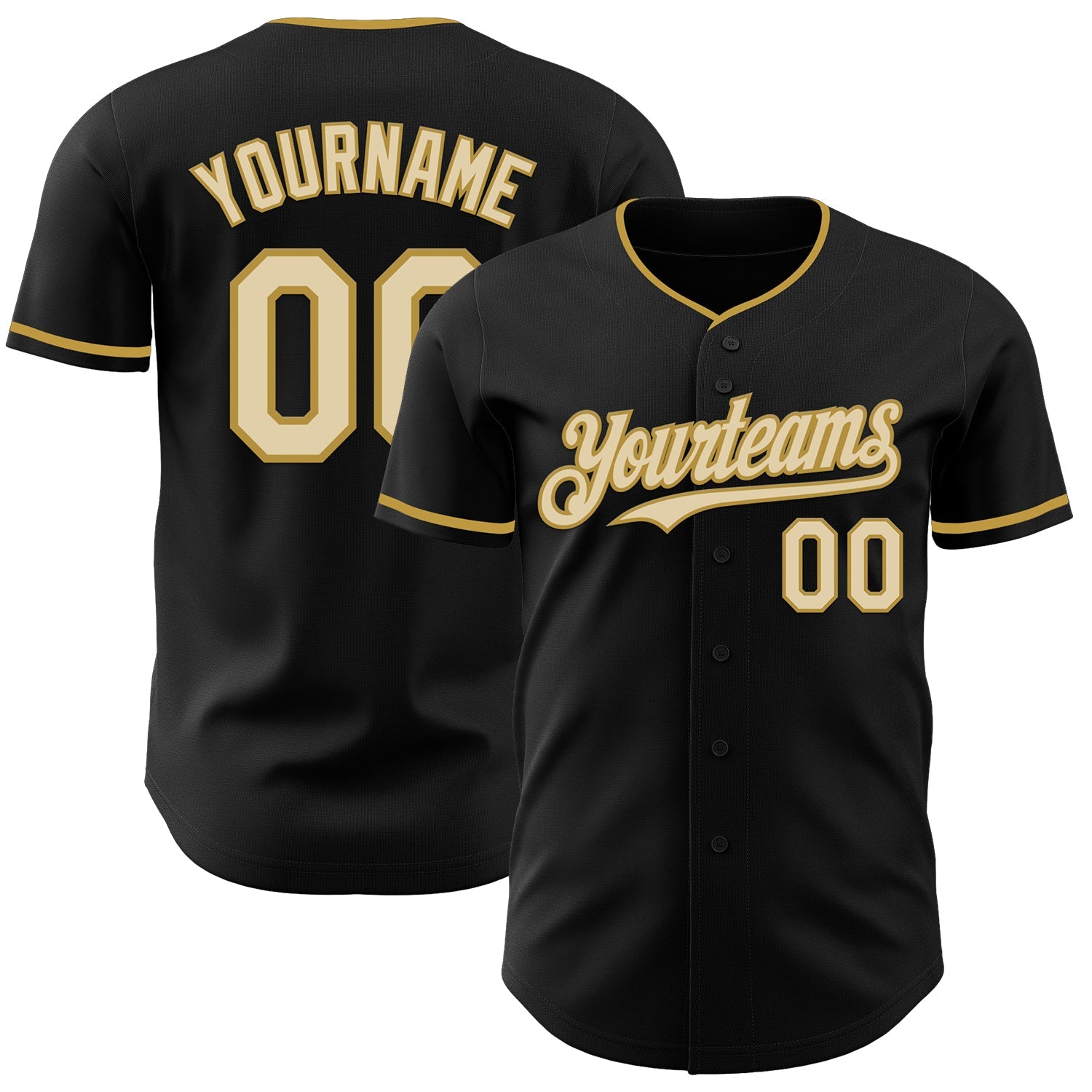 Custom Black Cream-Old Gold Authentic Baseball Jersey - Sky-Custom
