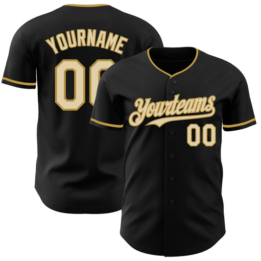 Custom Black Cream-Old Gold Authentic Baseball Jersey - Sky-Custom